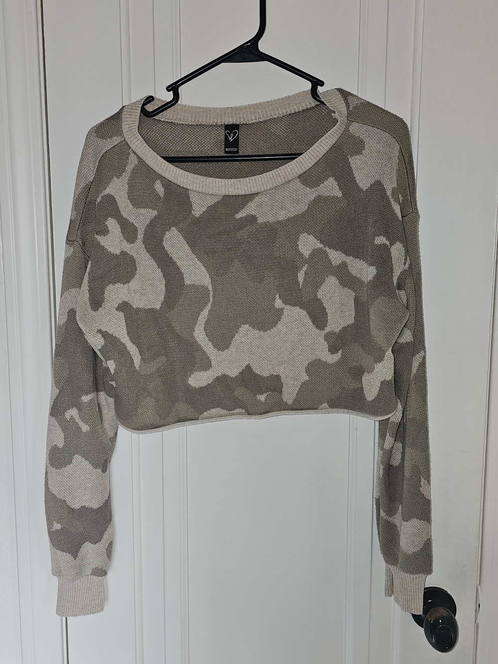 Windsor Taupe, Olive Green, Cream Camo Cropped Sweater